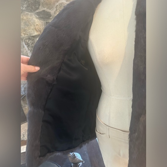 Luxurious rabbit fur coat, dark blue grey - Picture 10 of 11